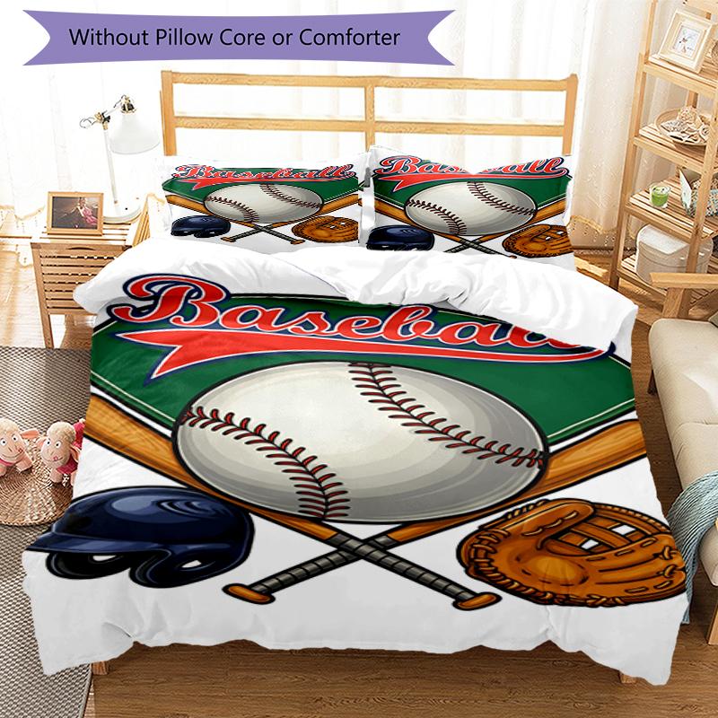 3pcs Baseball Bedding Set Duvet Cover Closure Includes 1 Duvet Cover & 2 Pillowcases, Soft and Comfortable for All Seasons.