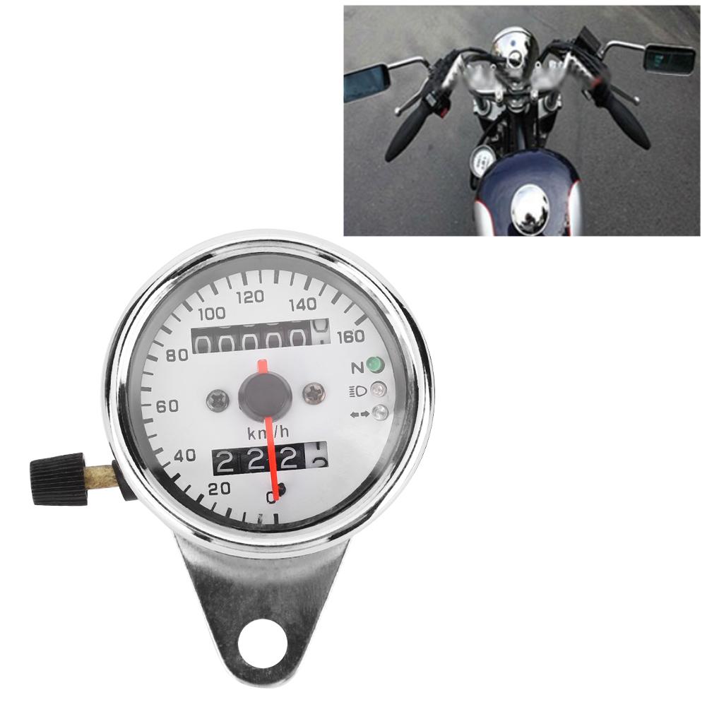 Motorcycle Meter Speedometer Odometer Gauge Turn Signal Headlight Indicator Vintage Steel 12V
