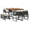 VidaXL Ensemble à Manger de Jardin avec Coussins 9 pcs, Table et Chaises à Dossier Rabattable, Meubles d'Extérieur Patio 3211503