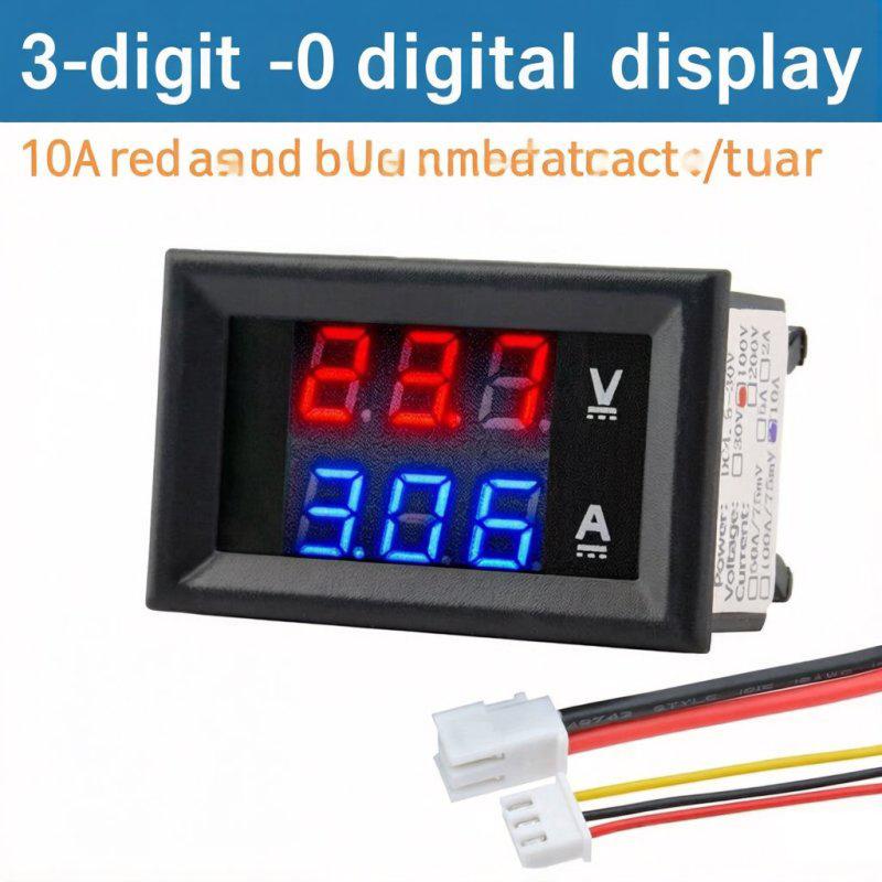 LIZAO DC 0-100V/200V Digital Voltage Current Power Meter 10A/50A/100A Dual Display Panel Meter