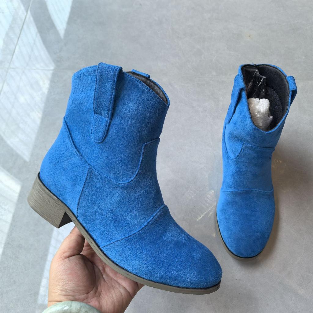 F105269 New 19 Autumn and Winter New Comfortable Low Heel 40-43 Large Size Low Women's Boots Tide