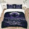3pcs Shadow Warrior Purple Feather Home Decor Bedding Set-Universal Three-Piece Suit for Bedroom, Guest Room, Living Room, Hotel-Perfect Gif