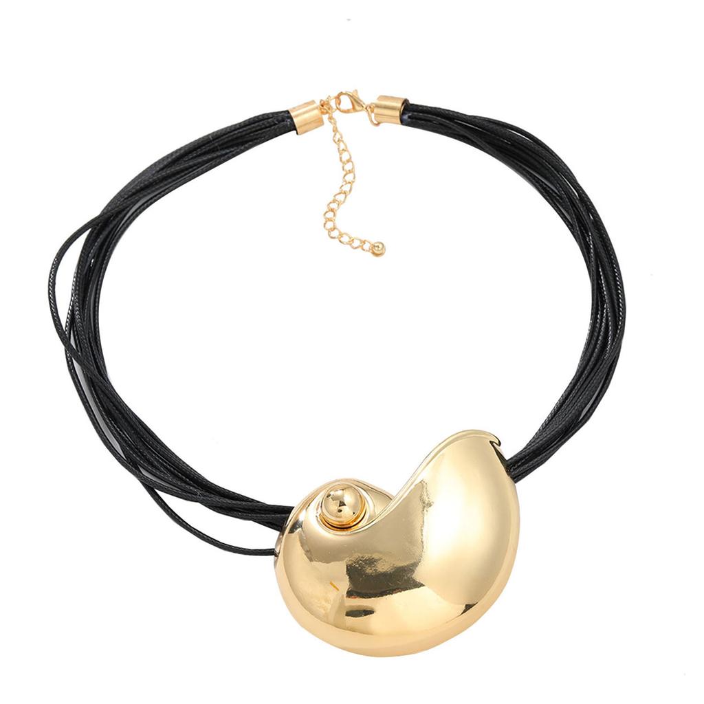 Metal Conch Pendant Necklace PU Leather Rope Chain Neckchain for Parties and Festivals Fashion Jewelry Party Accessories