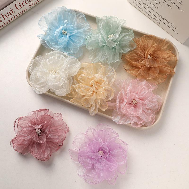 Elegant Fabric Flower Organza Flower Organza Material Flower Shape Diy Accessories Multicolor Jewelry Accessories Wedding
