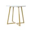 Round Dining Table (1 Piece), Unique Metal Frame, Dining Table with Modern Marble Pattern, Suitable for Dining Room, Living Room, White/Gold