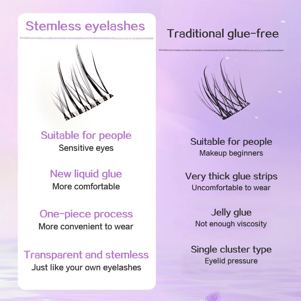 GECOMO Wimpern ohne Stiel, kleberfrei, halbflüssiger Klebestreifen, natürliche, bezaubernde Wimpern