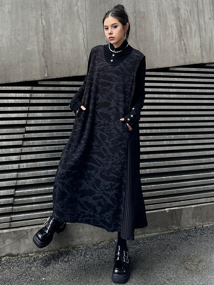 Xitao Robe patchwork sans manches pour femme GJ1113