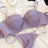 New 6 Color Women Cotton Underwear French Sexy 1/2 Cup Push Up Bra Set Fashion Fluorescent Summer Lace Bra and Thongs Lingerie