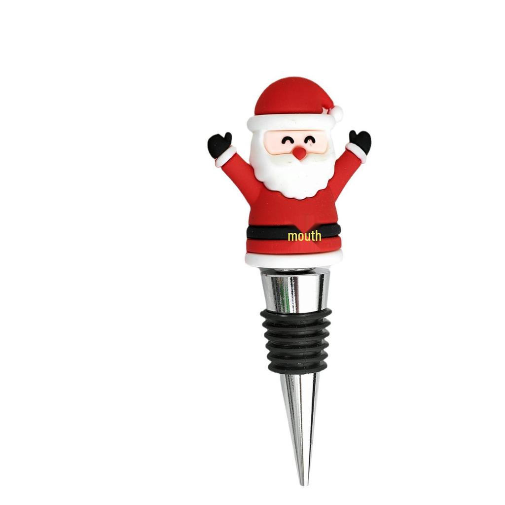 PVC Christmas Wine Stoppers - Green Christmas Tree, Snowman, Candy Cane, Reindeer, Santa Claus, Wreath for Glass Bottles