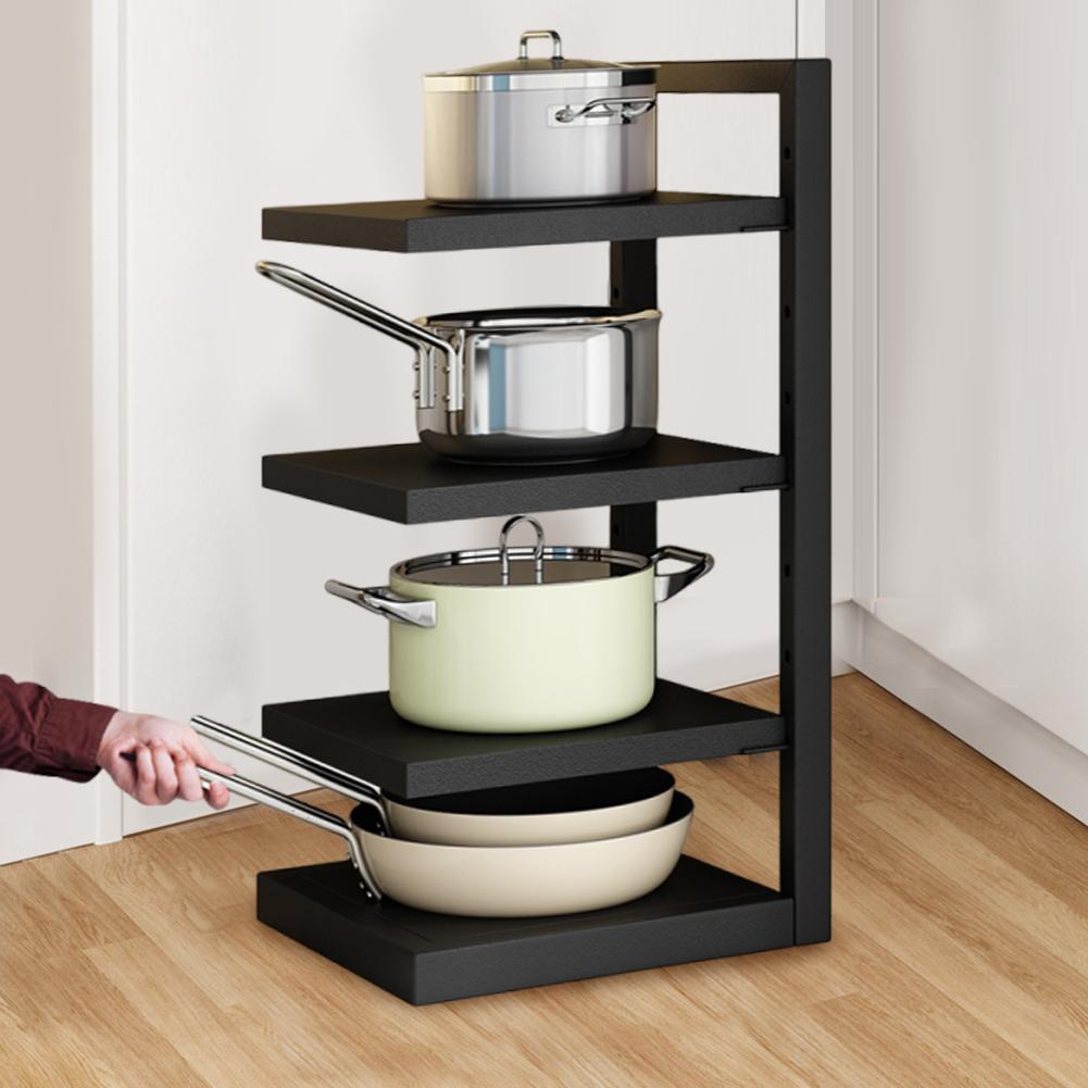 Organizzatore per Pentole Robusto con Altezza Regolabile, Rastrelliera Organizzatore per Pentole a 4 Livelli, Supporto in Metallo per Pentole e Padelle, per Pentola Olandese, Padella in Ghisa
