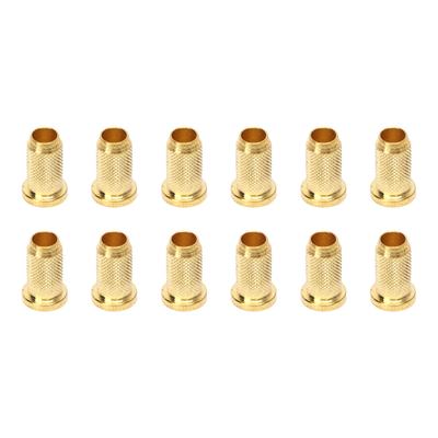 12 STÜCKE Gitarrenbrücke Body Through Ferrules Ersatz Metall E-Gitarre Saitenbuchsen Gold