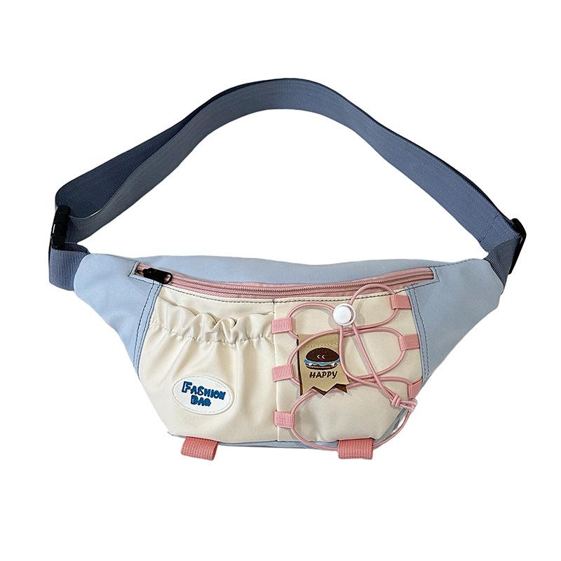 The new Japanese breast bag of the season, women's fashion casual contrasting colors, student crossbody small bag, versatile cycling sports fanny pack