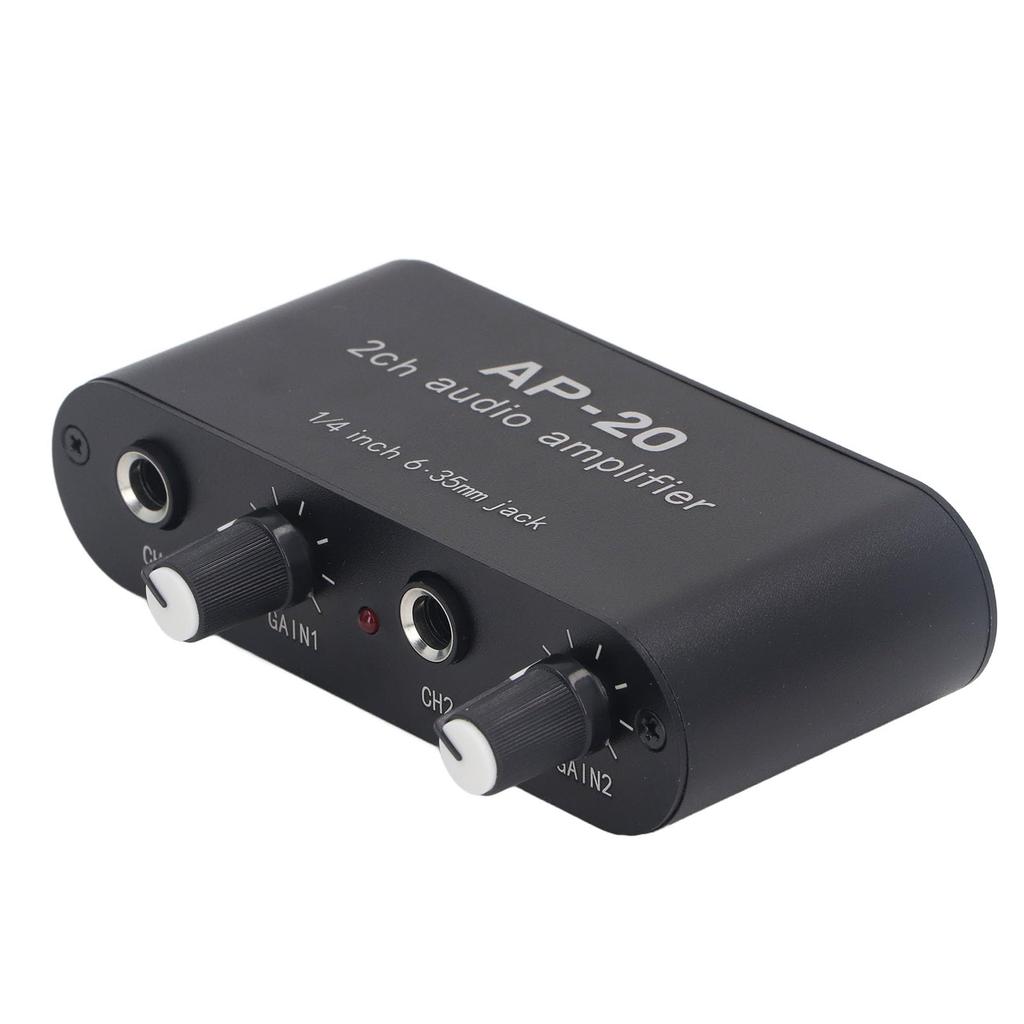 TOPINCN 2CH Sound Amplifier for Musical Instruments Microphone Preamplifier Aluminum Alloy Balanced Circuit Independent Gain Adjustment 0-20dB 1/4