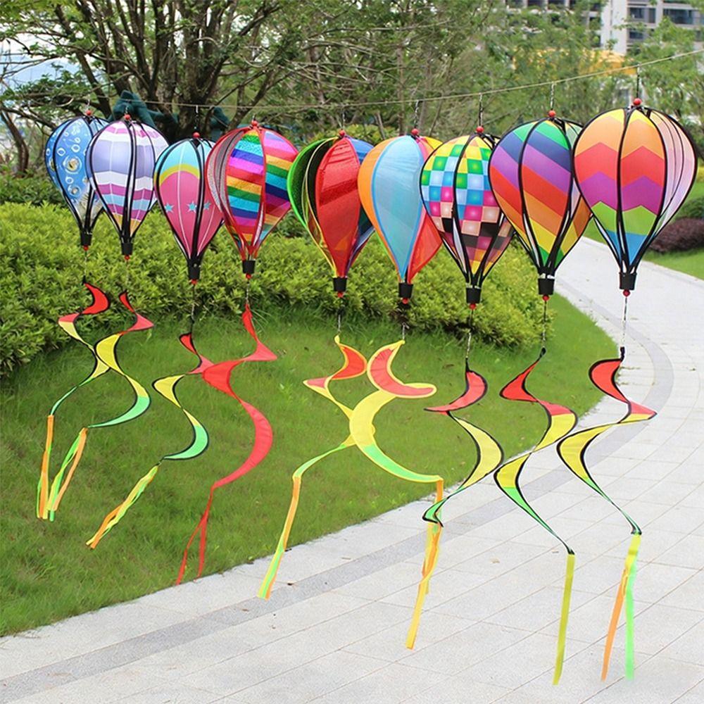 Colorful Design Hot Air Balloon Rotating Design Garden Windmill Wind Twister  Outdoor Decoration