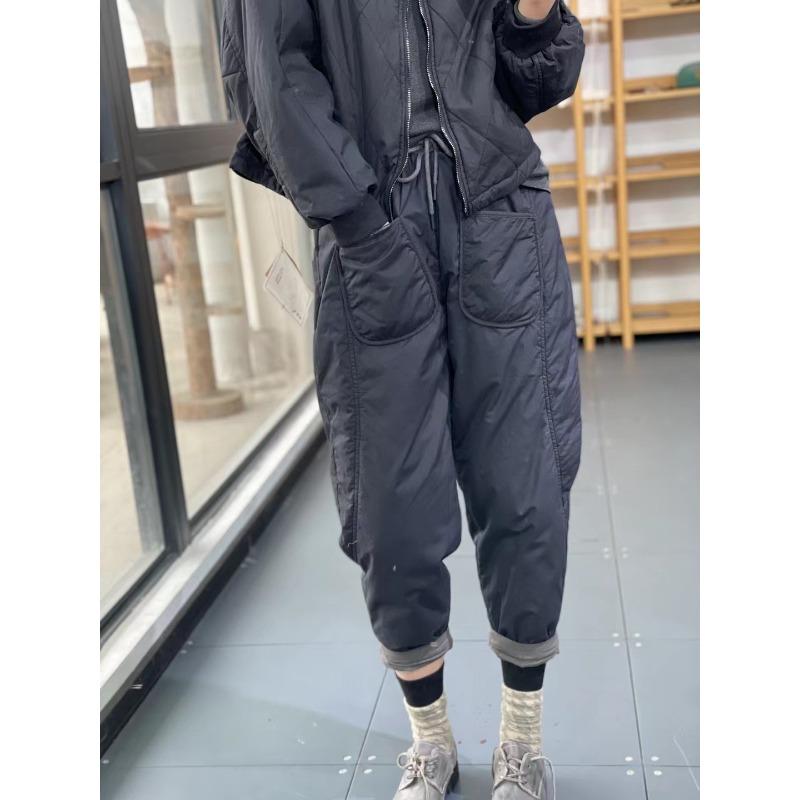 

Большие размеры осень-зима женские шаровары с эластичной талией однотонные черные серые брюки цвета хаки женские базовые универсальные ретро-брюки M чёрный