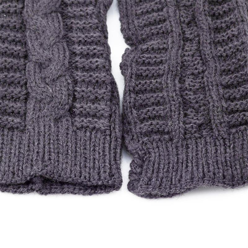 Women Winter Warm Fashion Knitted Arm Fingerless Gloves Outdoor Soft Touchscreen Mittens