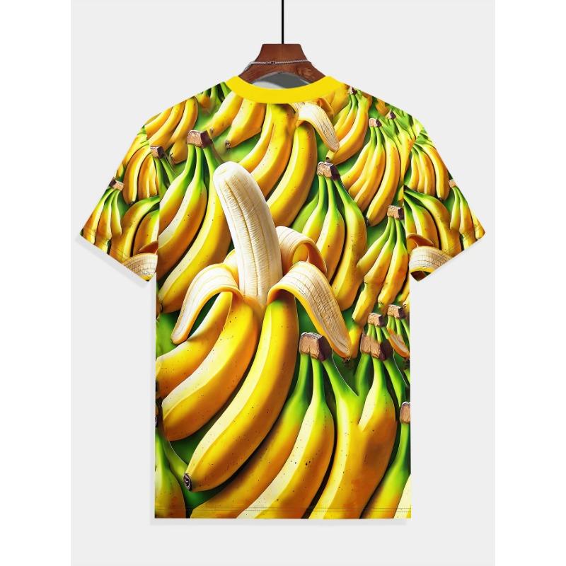 Men's O Neck Short Sleeve T Shirt 3D Banana Fruit Print Casual Daily Breathable Streetwear Tops