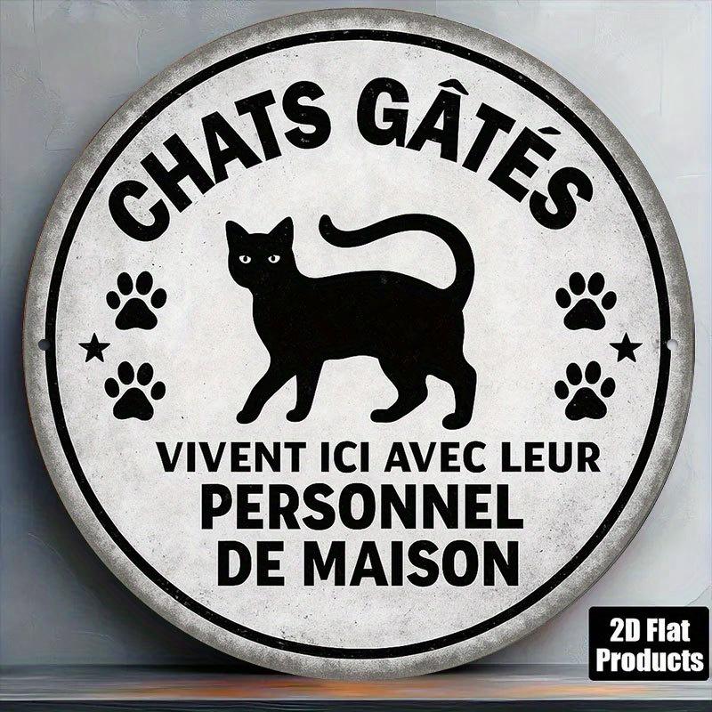 Tin Sign Chats Gts Vivent Ici Print Vintage Durable Metal Plaque Wall Decor Home Office Bar Man Cave Wall Art
