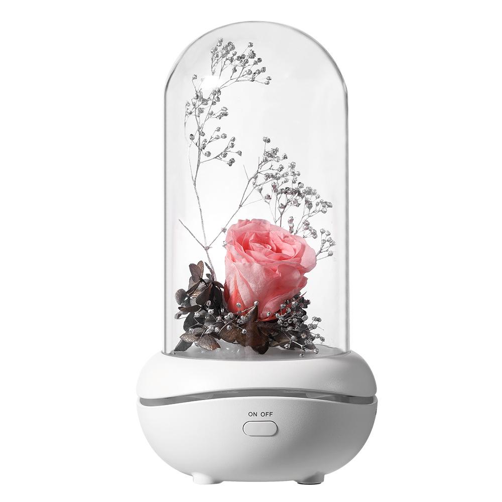 USB Uppladdningsbar Evig Blomma Doft Nattlampa Tyst Lavalampa Mini Eterisk Olja Skrivbordslampa Julklapp Sovrumsdekor