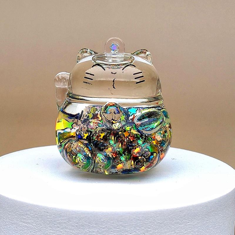 1Pcs Mini Resin Cartoon Cat Miniature Figures 3D Luminous Little Ornament Micro Landscape Diy Dollhouse Garden Decoration Craft