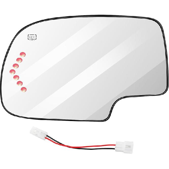 SCITOO Driver Side Mirror Glass For 2003-2007 For Cadillac Escalade, For Chevy Avalanche, Silverado Suburban Tahoe, For GMC Sierra Yukon Left Heat