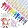 Radiating Lines Markers Dual-Tip Metallic Outline Pens Fluorescent Marker with Colorful Borders Paint Smooth Tip Highlighters for Cards Crafts & Notes