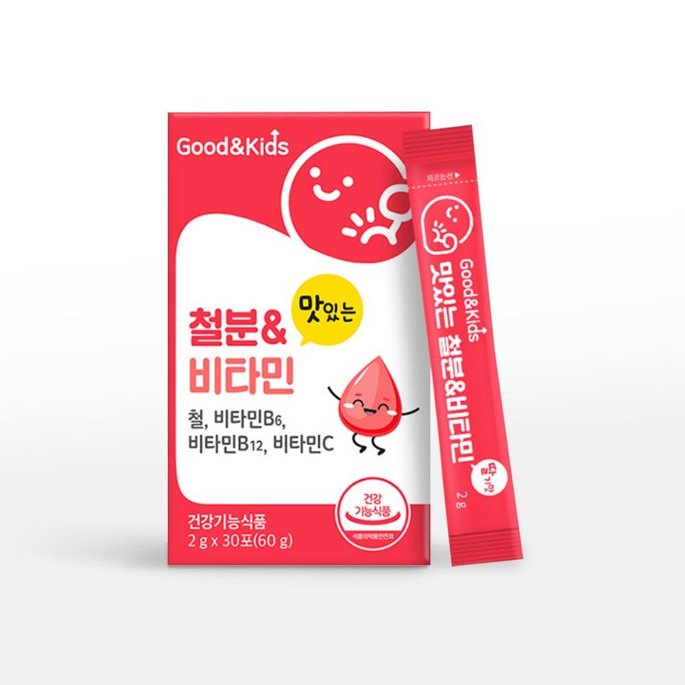 Natural Plus Good & Kids Delicious Kids Iron Vitamin 30 Packets Strawberry Flavor Powder Convenient Consumption Stick Type 1 pcs
