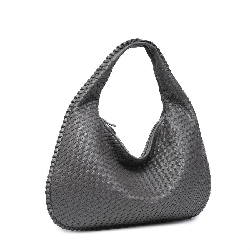 Hand-Woven Women S Bags, Fashionable Underarm Bags, Retro One-Shoulder Wind, Large-Capacity Dumpling Bags. 47*2*32CM темно-серого