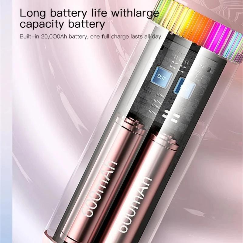 Portable Wireless Karaoke Microphone Bluetooth Handheld Speaker Home KTV Player with LED Lights Intelligent Noise Reduction