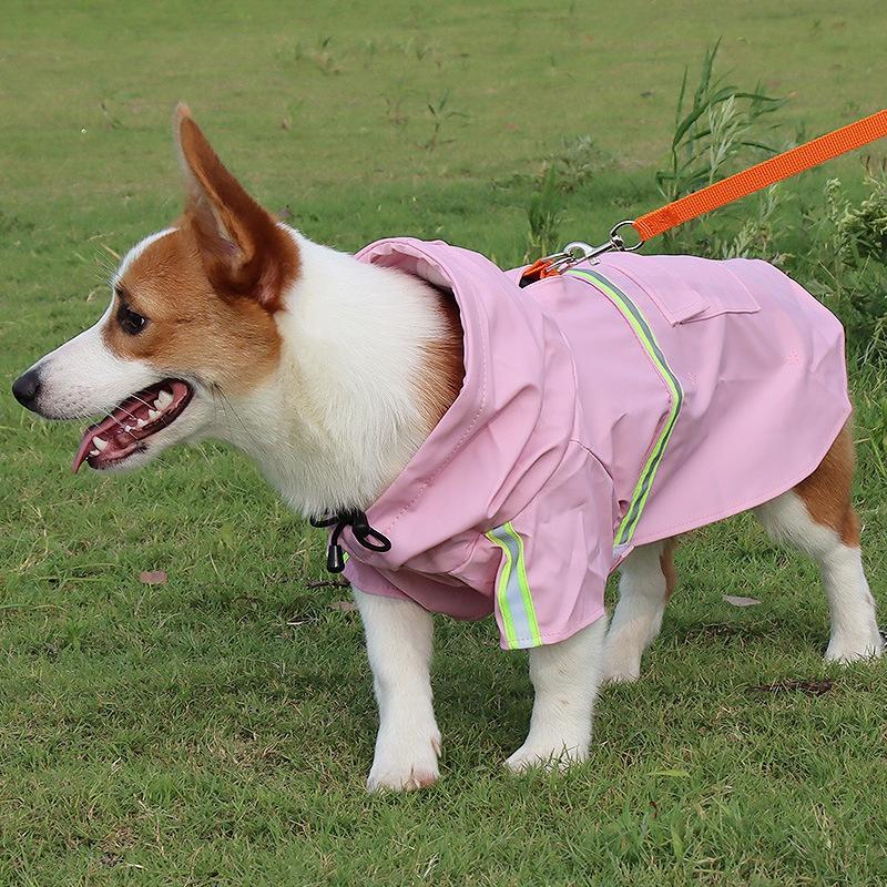 Dog Raincoat Spring and Summer Clothes Cape-style Reflective Strip Pet Raincoat Rainproof Dog Hooded Raincoat
