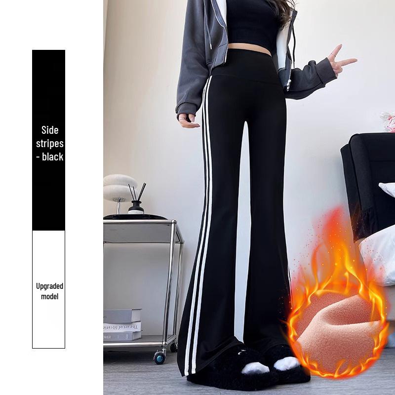 Women's High Waist Micro-Flare Pants - Autumn/Winter Velvet, Slimming, Plus Size, Casual Outer Wear