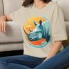 Retro Rhino T-Shirt Retro Tee Animal Tee Gift for Boy Teen Girls Mom Dad Grandma Grandpa Family Sister Brother Mama Granny Crew Team Party