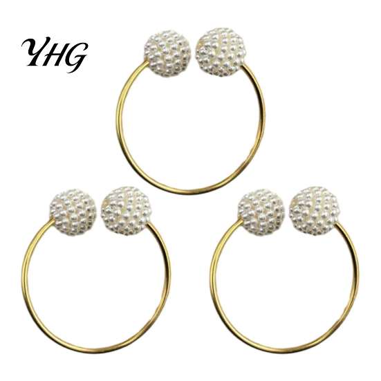 Table Decorations for Weddings 3Pcs Faux Pearl Napkin Rings, Reusable Metal Holders, Elegant Rings Banquets Dinner Parties Decor Holders