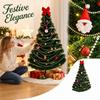 Christmas Tree Decoration Set with Dark Green Strips, Colorful Garlands and Ribbons for Holiday Display