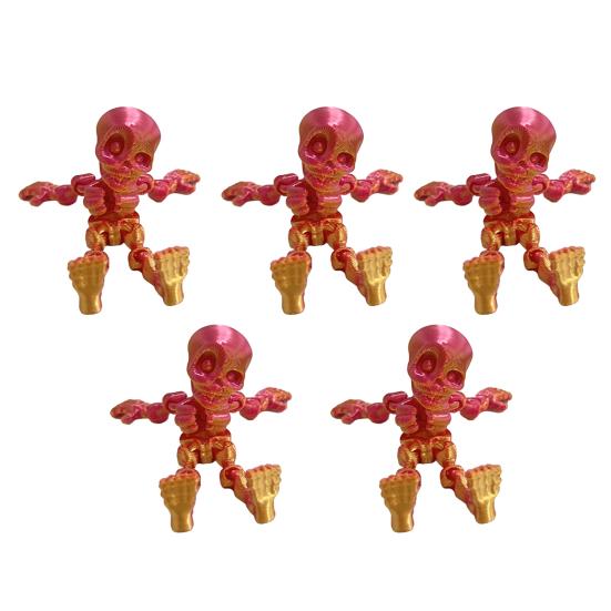 5Pcs/Set Human Skeleton Ornament Mini Halloween Skeleton Figurine with Movable Joints Poseable Articulated Skeleton Decoration
