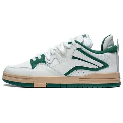 Li Ning Rutschfeste Dämpfung Niedrige Skateboard-Schuhe Herren Weiß Grün AECT035-2