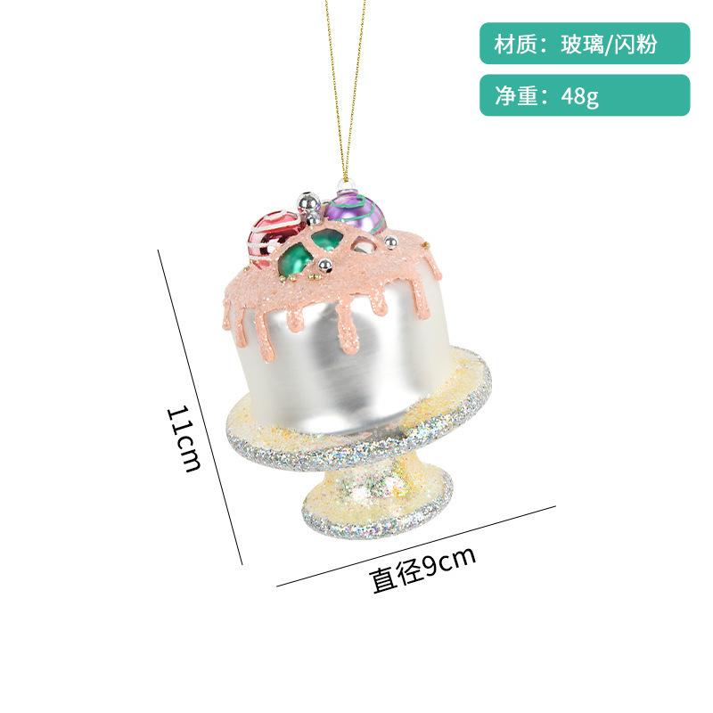 Christmas Decorative Creative Hand-Painted Glass Pendant Fun Cake/Drinks/Food Shaped Xmas Tree Hanging Ornaments New Year Gifts