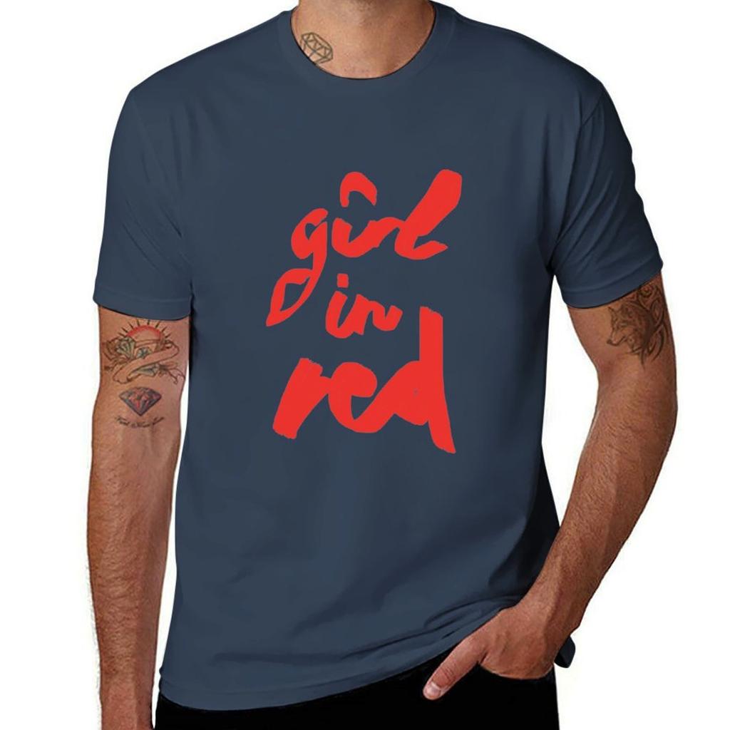 Girl In Red Brush Logo Tshirt Modern Style Print Tshirt