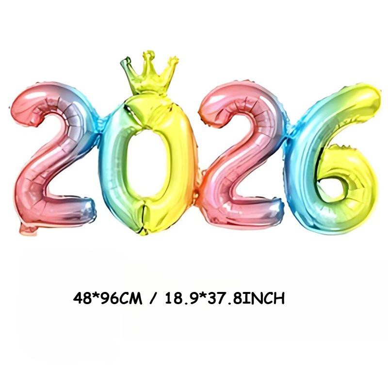 

Фольгована куля Цифра 2026 Корона - Для Різдвяних та Новорічних прикрас, Святкове партійне приладдя, Різдвяні прикраси others