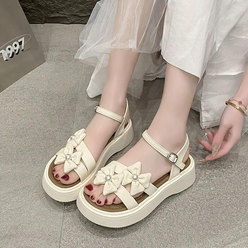 Fashion Women's Sandals Outdoor Flowers Luxury Summer Daily Ladies Shoes 2025 Trend Designer Chic and Elegant Sales Comfort Vintage Shoe