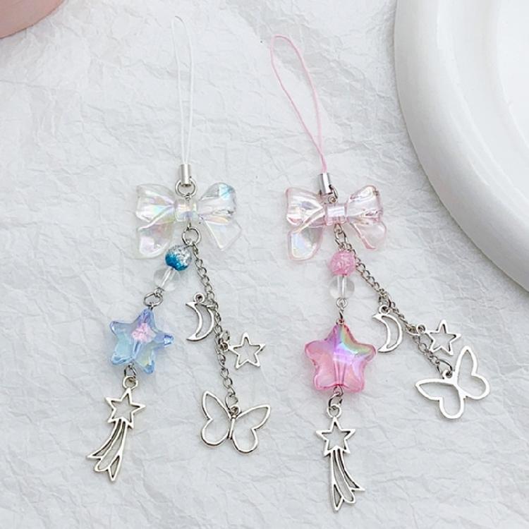 Cute Bowknot Phone Charm Acrylic Star Pendant Keychain Ornament Bag Accessory