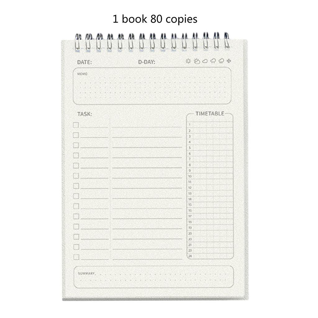 Coil-binding Planner Daily Weekly Planner Notebook Academic Planner 160 Page Double-sided Writable for Daily Journaling