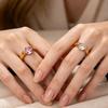 18K Gold Plated Stainless Steel Ring Set: Women's Luxury Fashion with Colored Diamond Inlays.