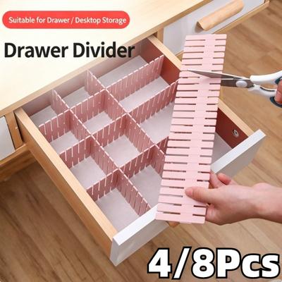 4/8PCS Adjustable Drawer Divider Partition Durable Storage Organiser Makeup Sock Underwear Drawer Organizer Board Cabinets
