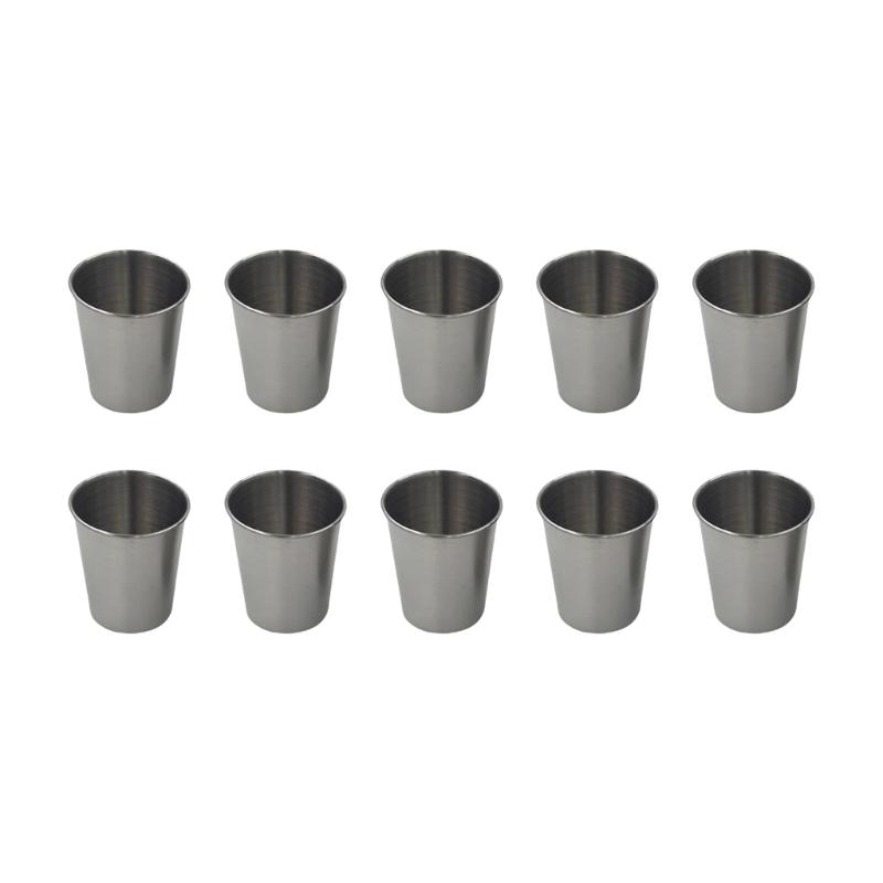 

10Pieces Stainless Steel Drinking Glasses Portable Beer Cups Perfect For BBQs Camping And Household Use