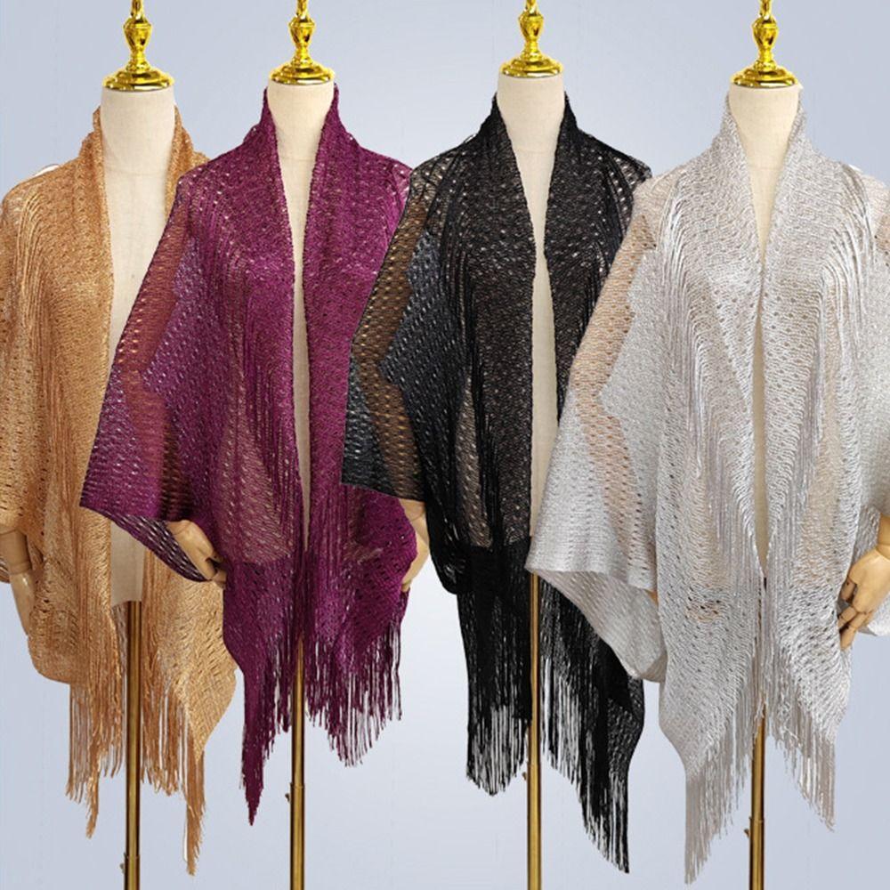Hollow Summer Scarf Tassel Patchwork Evening Prom Cape Fashion Mantilla Lace Veil  Party
