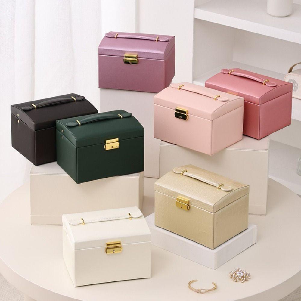 Rings Necklace Jewelry Holder PU Leather Jewelry Storage Case Fashion Square Jewelry Box  Outdoors