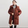 New down jacket women's winter thermal clothing medium and long loose duck down hooded thermal jacket feeling