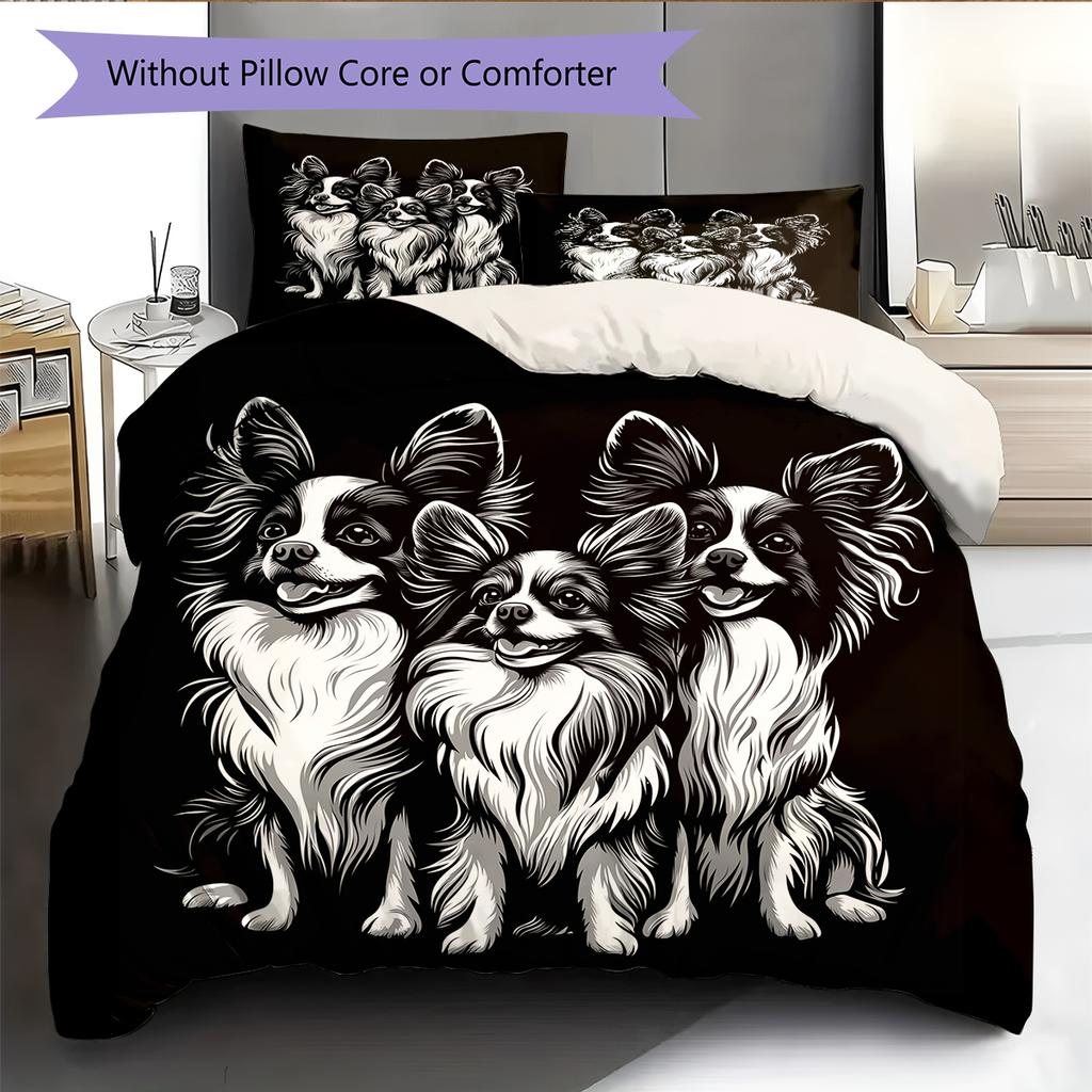 Black Papillon Pattern Bedding Home Decoration Birthday Gift (1 * Duvet Cover + 2 * Pillowcase, Without Core)
