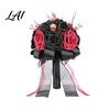 Punk Wedding Flowers Gothic Bride Bouquet Artificial Black Red Rose Flower Bouquet Metal Decoration with Skeleton Hand Pumpkin Skull for Bridal